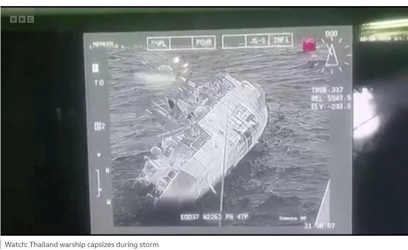Thailand warship capsizes leaving 31 sailors missing